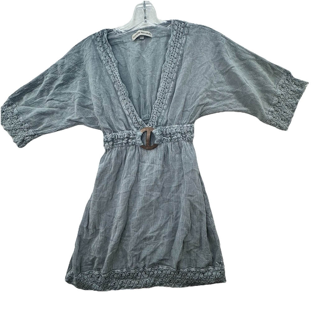 Cotton Natural Brand Gauzey Dress Women's Size Small Grey Mini Short Length